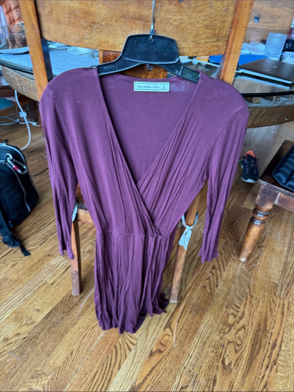 Abercrombie & Fitch Deep Plum Wrap Midi Dress